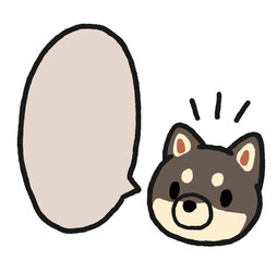 吹き出しと黒柴