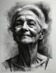 One of the six basic emotions: happiness. An old lady
