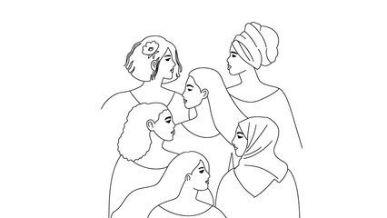 international Women's Day. Women of different ages, nationalities and religions come together.