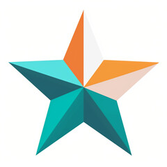 Obraz premium 2D icon of a star, teal and orange aestethic, isolated subject, white background сreated with Generative Ai