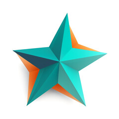 Obraz premium 2D icon of a star, teal and orange aestethic, isolated subject, white background сreated with Generative Ai