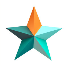 Obraz premium 2D icon of a star, teal and orange aestethic, isolated subject, white background сreated with Generative Ai