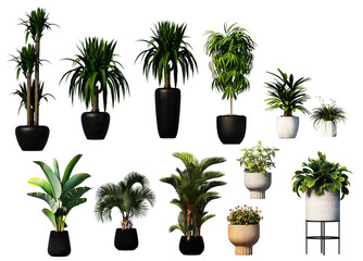 Fototapeta premium 3D render various types of decorative plant pots