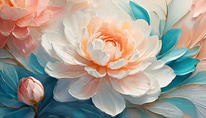 Piękne brzoskwiniowe malowane kwiaty, dekoracja generative ai 