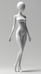 White female fashion mannequin on a white background