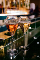 Tasting of sparkling wine champagne on winter weekend festival in December on Avenue de Champagne, Epernay, Champagne region, France
