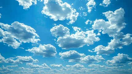 Azure depth and silver lining, hopeful horizon theme, serene sky expanse, peaceful cloud formations, optimistic future outlook, tranquil atmospheric beauty, refreshing open skies - obrazy, fototapety, plakaty