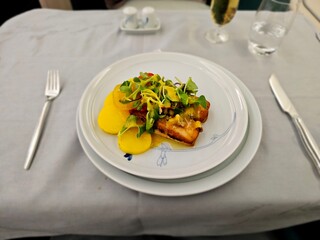 First Class Flight Dining Experience