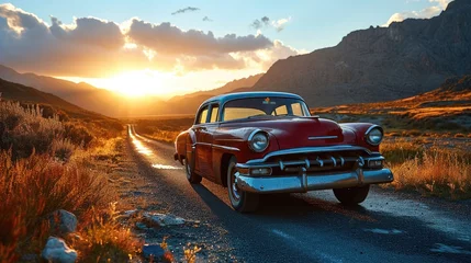Foto op Plexiglas Classic Vintage Car on an open road © thesweetsheep