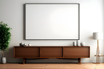 blank white poster frame for mockup with wall