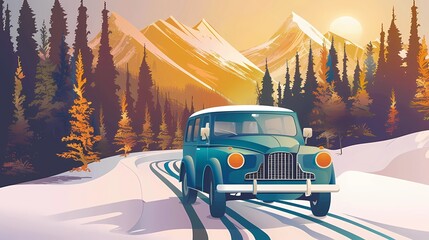 off-road car, country music background, road trip,