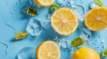 Lemon zest and powder blue, cheerful summer theme, sunny citrus energy, light airy atmosphere, refreshing lemonade inspiration, bright sky clarity, joyful outdoor vibe, vibrant seasonal freshness