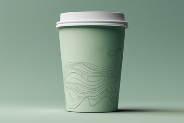 Pastel green mock-up paper cups, designed for coffee to go or takeout beverages. These vector illustrations are isolated and versatile, making them suitable for any background.