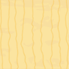 Decorative square pattern with hand drawn stripe shapes. Hand painted grungy ink doodles in beige, brown, yellow colors. Wavy curly lines print.