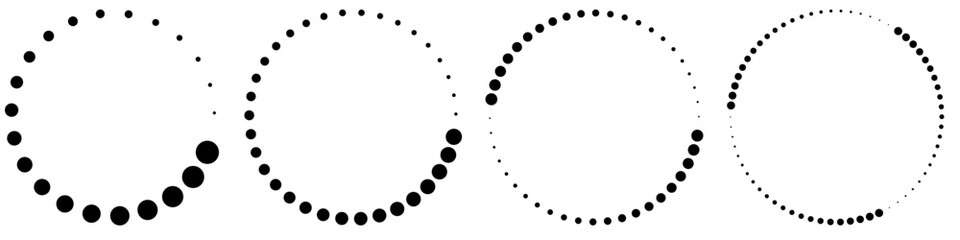 CERCLES EN POINTILLÉS. Cercles avec points noirs parfaitement ronds