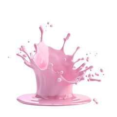 a Splash of pink milky liquid similar to smoothie, yogurt or cream, isolated on white background PNG