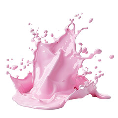 a Splash of pink milky liquid similar to smoothie, yogurt or cream, isolated on white background PNG