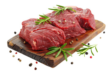 Premium Fresh Raw Red Beef Meat Slices Isolated on Transparent or White Background