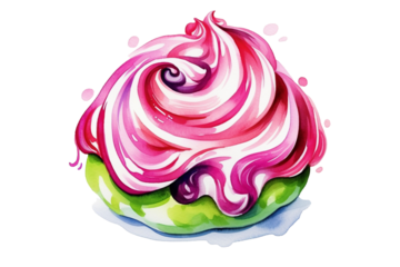 Kakigori single object watercolor illustration isolated on white background for removing background