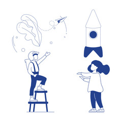 Character outline illustrations linear art vector graphic resources