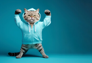 Portrait of a fitness athlete cat in sportswear
