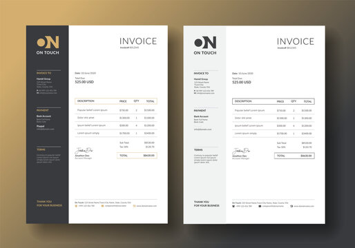 Minimal invoice form template vector design