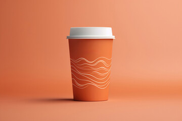Behold a range of orange mock-up paper cups, perfect for coffee to go or takeout drinks. These vector illustrations are isolated and versatile, suitable for various backgrounds. - obrazy, fototapety, plakaty