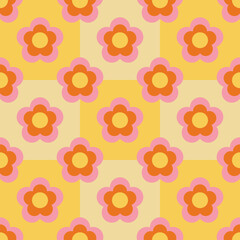 beautiful flower floral retro seamless repeat pattern. This is a vintage flower daisy vector. Design for decorative, wallpaper, shirts, clothing, tablecloths, blankets, wrapping, textile, fabric