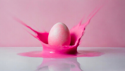 easter egg in pink paint splash, space fot logo