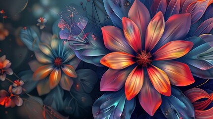 Background Abstract floral elements  big flowers