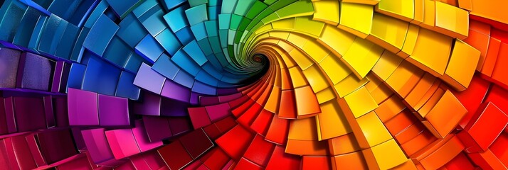Colorful Spiral of Blocks Wallpaper, To provide a unique and colorful background or wallpaper option for digital design projects