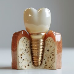 Dental implant with screw, abutment and crown - 752358639