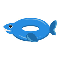 Obraz premium Inflatable swimming ring in the shape of a shark. Vector illustration set.