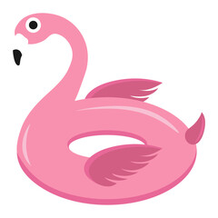 Inflatable swimming ring in the shape of a flamingo. Vector illustration set.