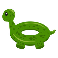 Inflatable swimming ring in the shape of a turtle. Vector illustration set.