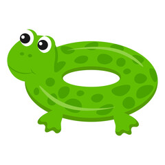 Inflatable swimming ring in the shape of a shark and a frog. Vector illustration set.