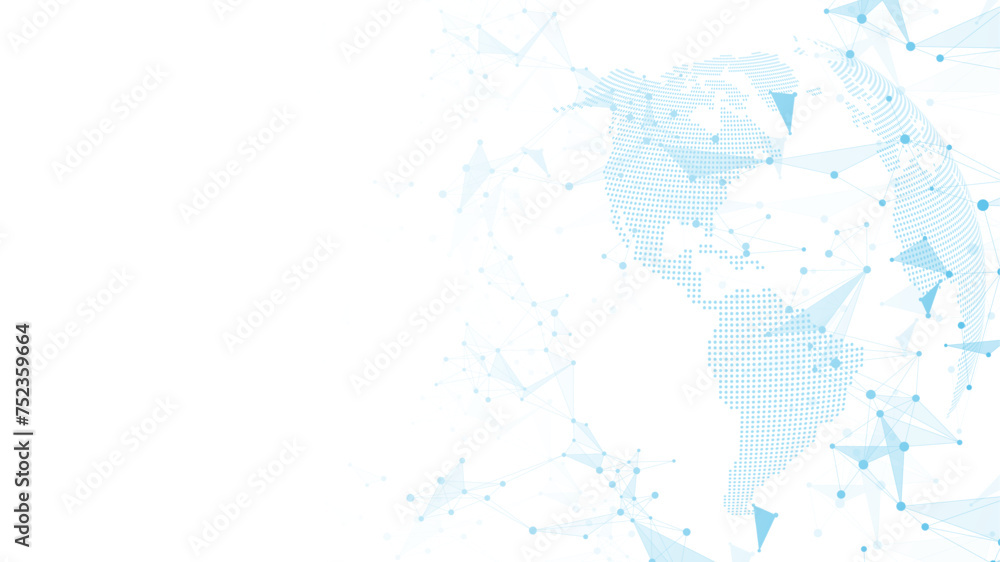 Poster Global network connection banner design template. Header social network communication in the global business concept. Big data visualization. Internet technology