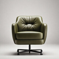 Luxury olive leather office armchair