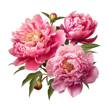 Beautiful peony flowers isolated on white.