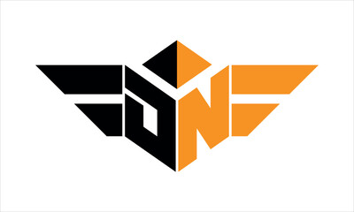 DN initial letter falcon icon gaming logo design vector template. batman logo, sports logo, monogram, polygon, war game, symbol, playing logo, abstract, fighting, typography, icon, minimal, wings logo