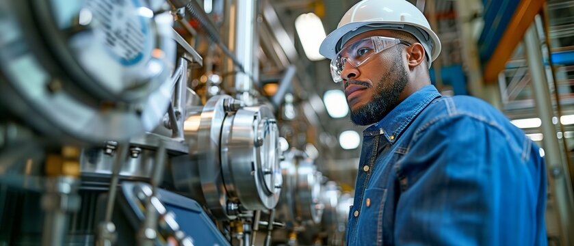 A laptop carrying an engineer A programmable logic controller controls a massive fully automated machine.