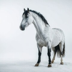 white horse on a white background
