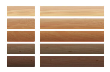 Wooden planks of different sizes and shades on isolated background. Realistic vector dark and light wooden planks