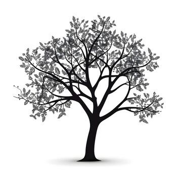 tree silhouettes beautiful isolated on white background
