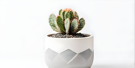 Cactus on a white background. copy space. Minimal modern lifestyle interior home decoration.