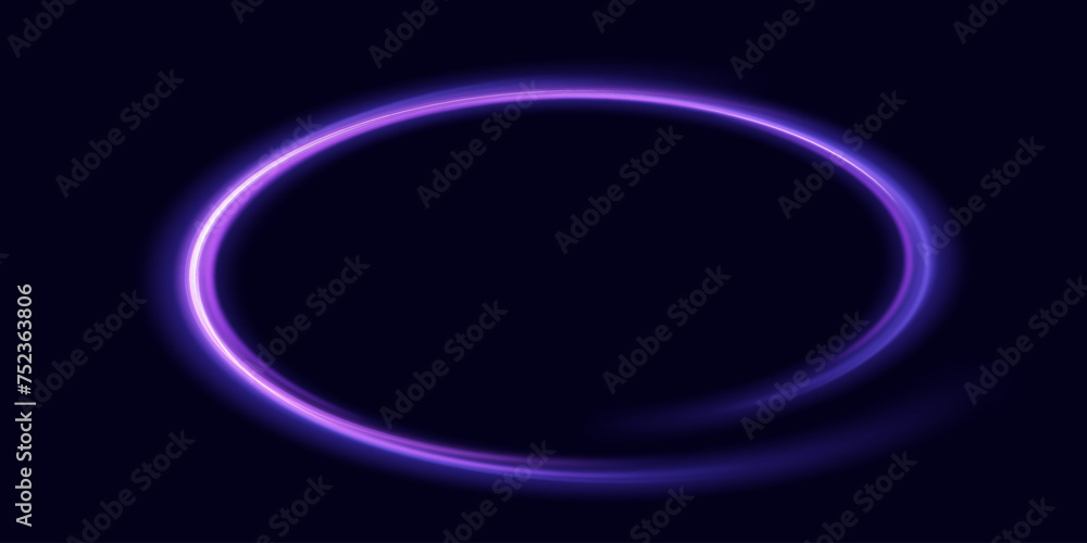 Poster abstract light lines of movement and speed with purple flare sparkles. shine swirl magic line trail.