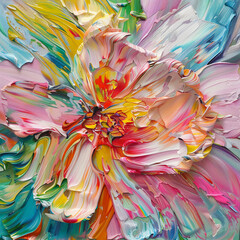 Fluid abstract expressionism, blooming flowers, Aesthetics colorful floral inspirational tenderness illustration, oil paint, Wall decoration photo, Generated AI.
