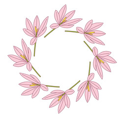 A crocus wreath PNG transparent background in a clean hand-drawn spring floral concept, illustration