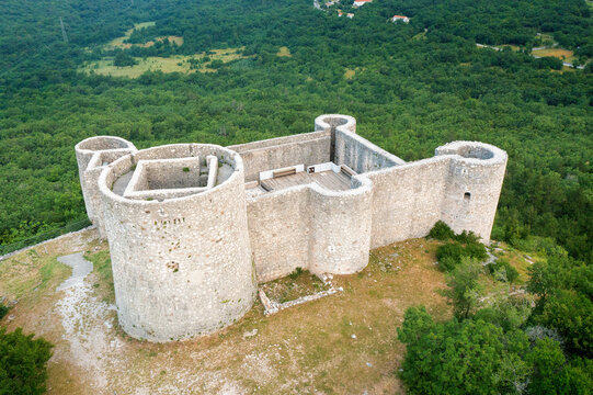 Aerial view of Drivenik castle, Croatia