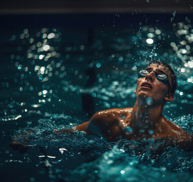 Sports photo of an olympic swimmer in a swimming pool